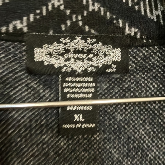 Oliver by Escio open front wide plaid long cardigan / duster / shacket XL - Picture 4 of 6